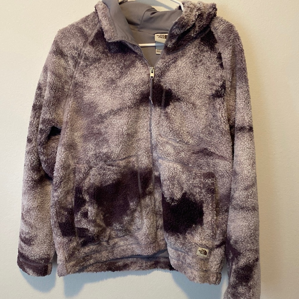 The North Face Purple Sherpa Jacket Coat Womens Full Zip Hooded Size Small